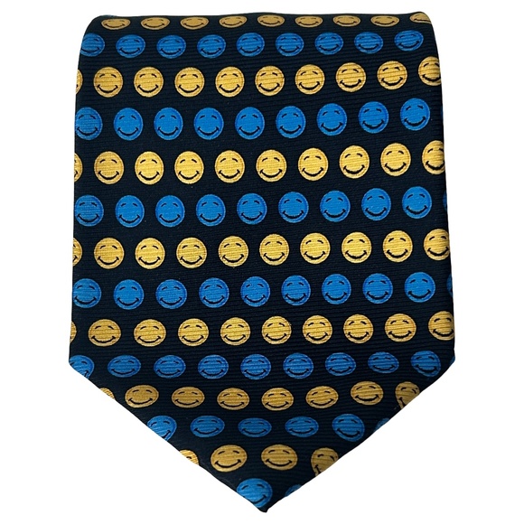 Vicky Davis Novelty Neck Tie Happy Hour Emoticons Graphic All Silk Korea - Picture 3 of 12